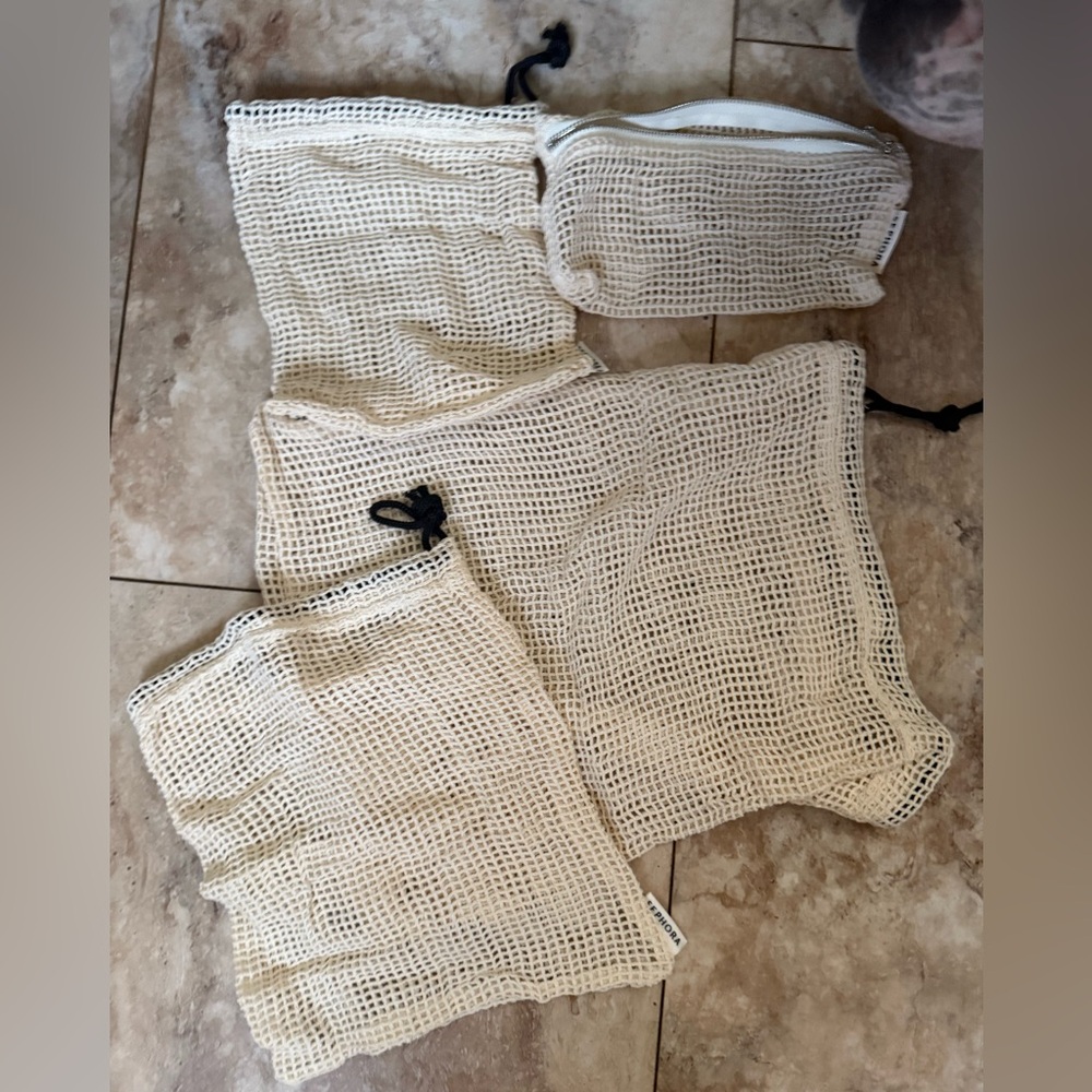 Sephora Cream Mesh Cosmetic Bags Set